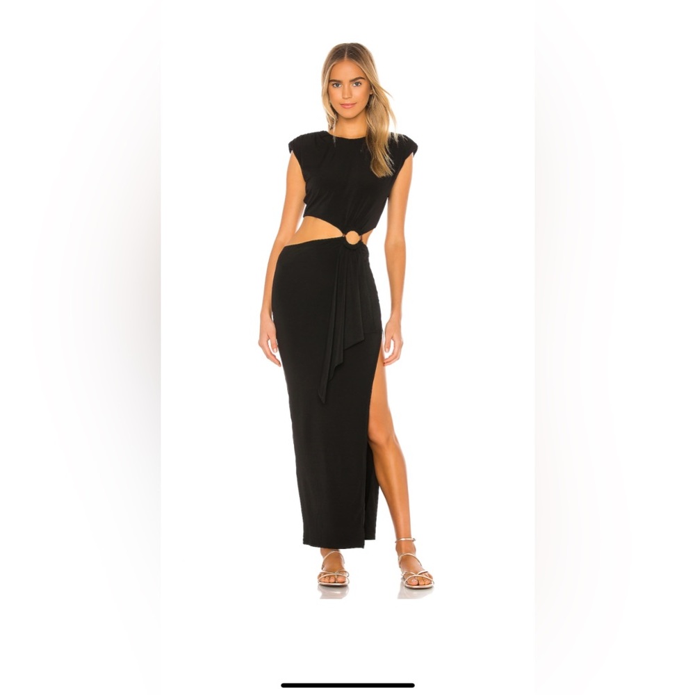 Lovers and Friends Black Midi Cut Out Dress